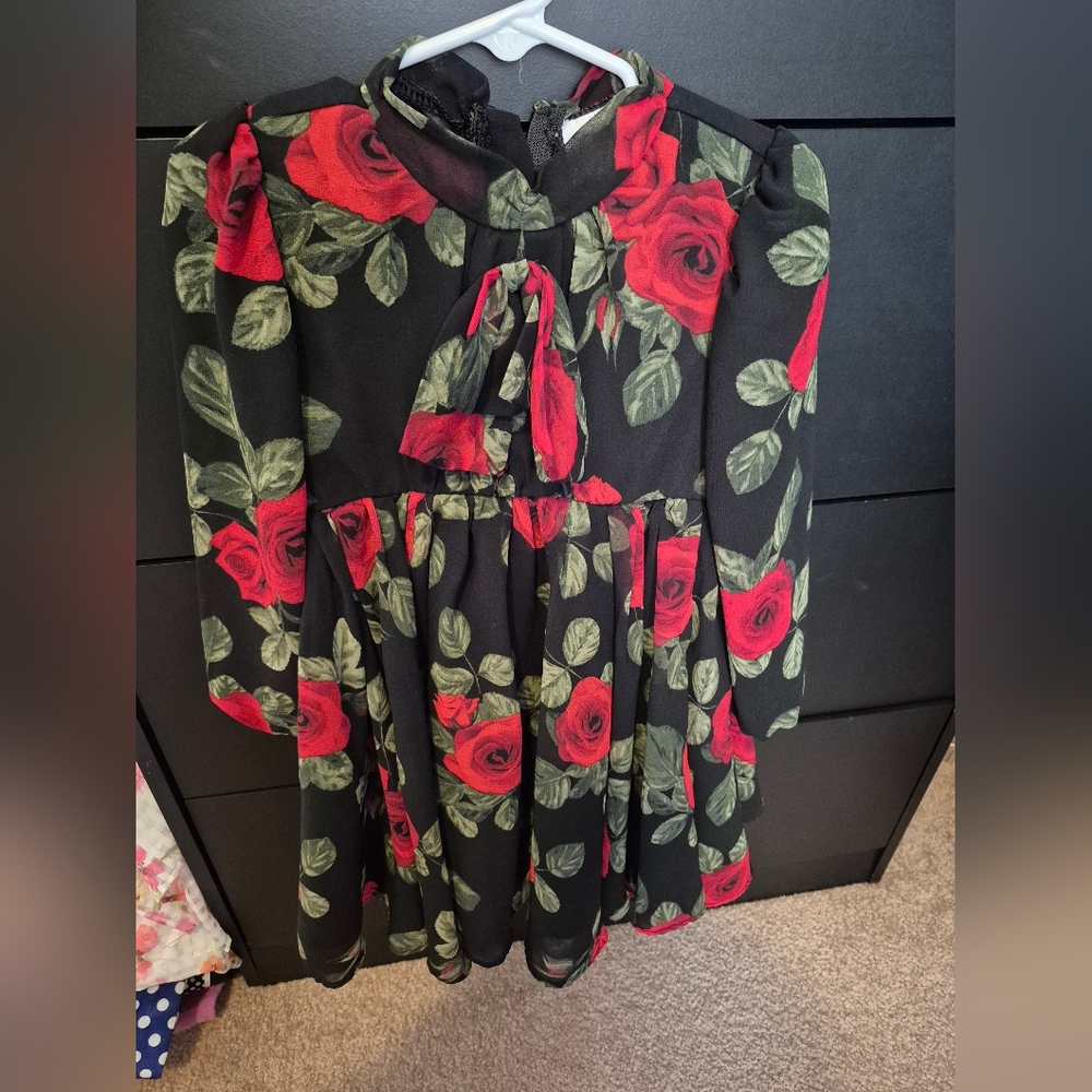 Wonder Nation Black and Red Floral Dress